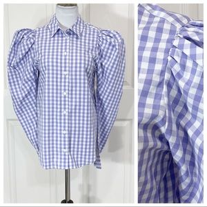 ASOS gingham puff sleeve blouse